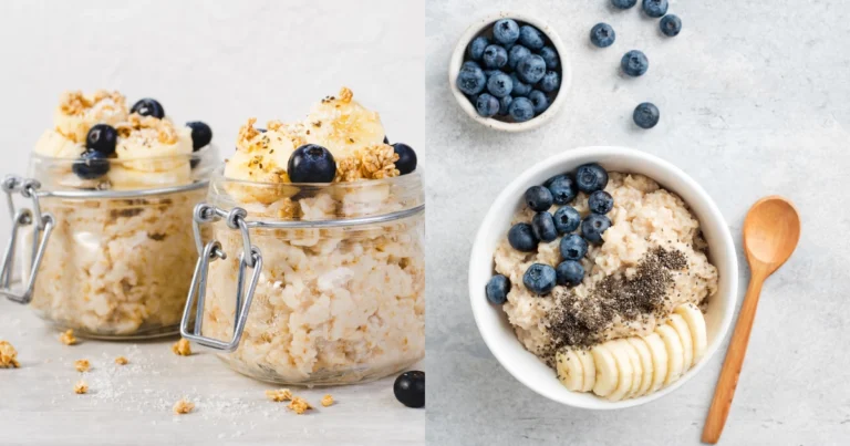 oatmeal with berries, banana, and walnuts.